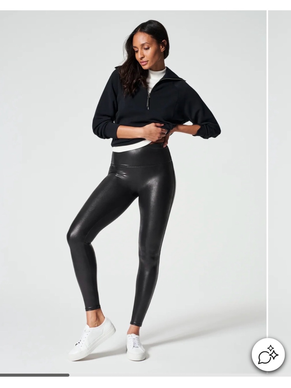 NWT!! SPANX Shiny High-Rise Black Leggings